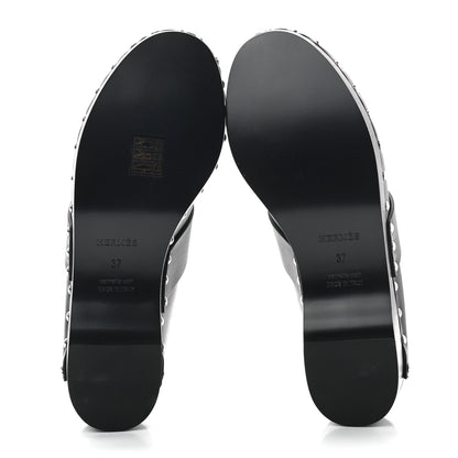 Hermes Calfskin Calya Mules 37 Black 5 of 8
