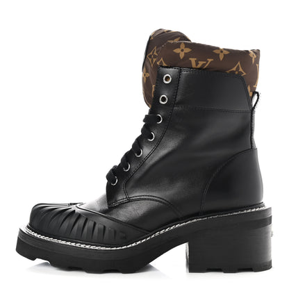 Louis Vuitton Calfskin Monogram Nylon LV Beaubourg Ankle Boots 39 Black 1 of 18
