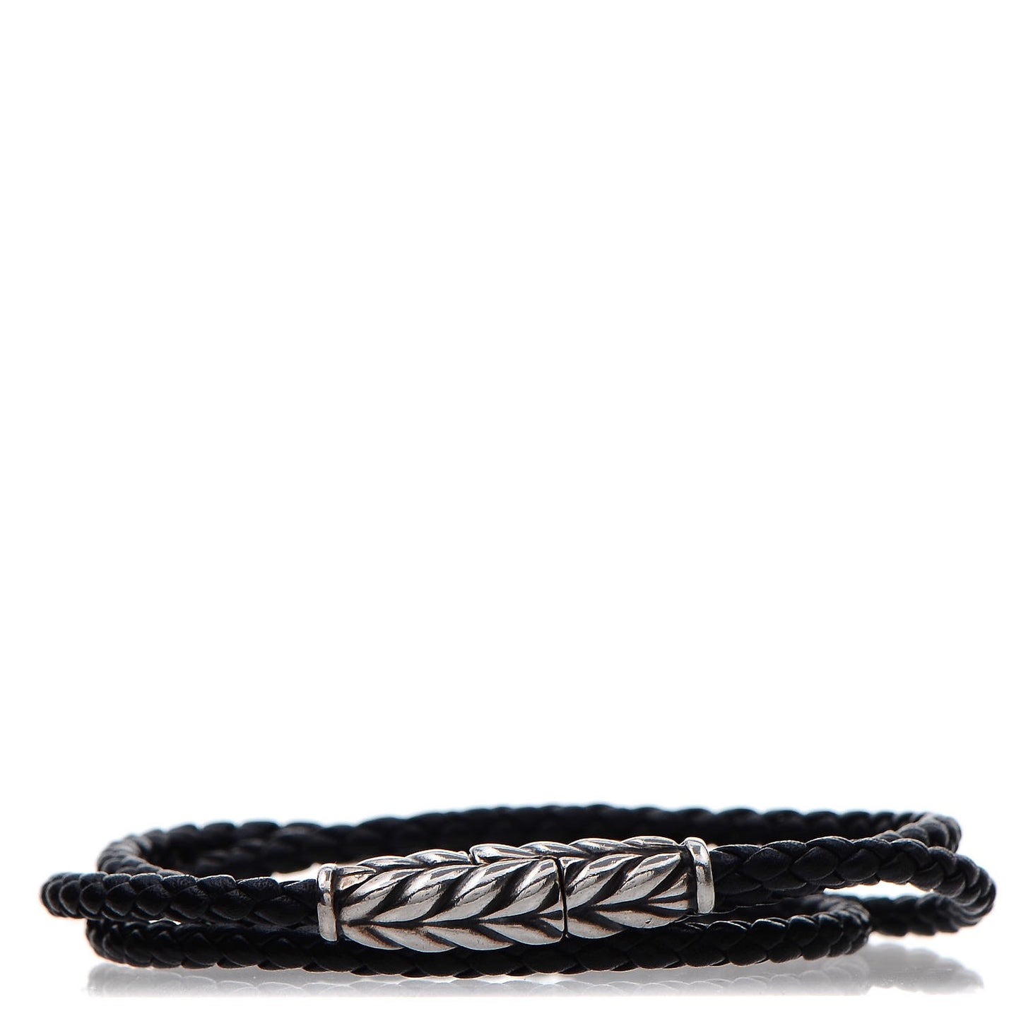 Sterling Silver Chevron Triple-Wrap Bracelet Black