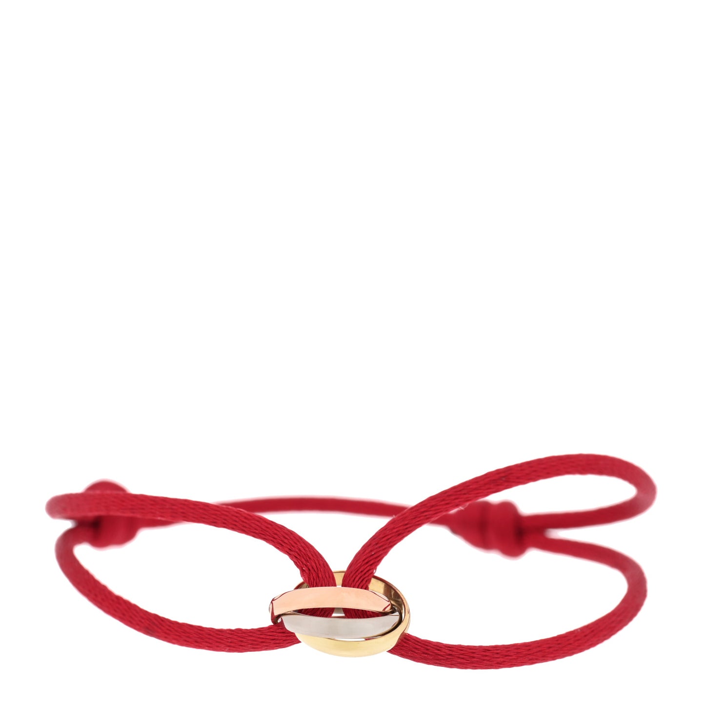 18K Pink Yellow White Gold Trinity Cord Bracelet Red