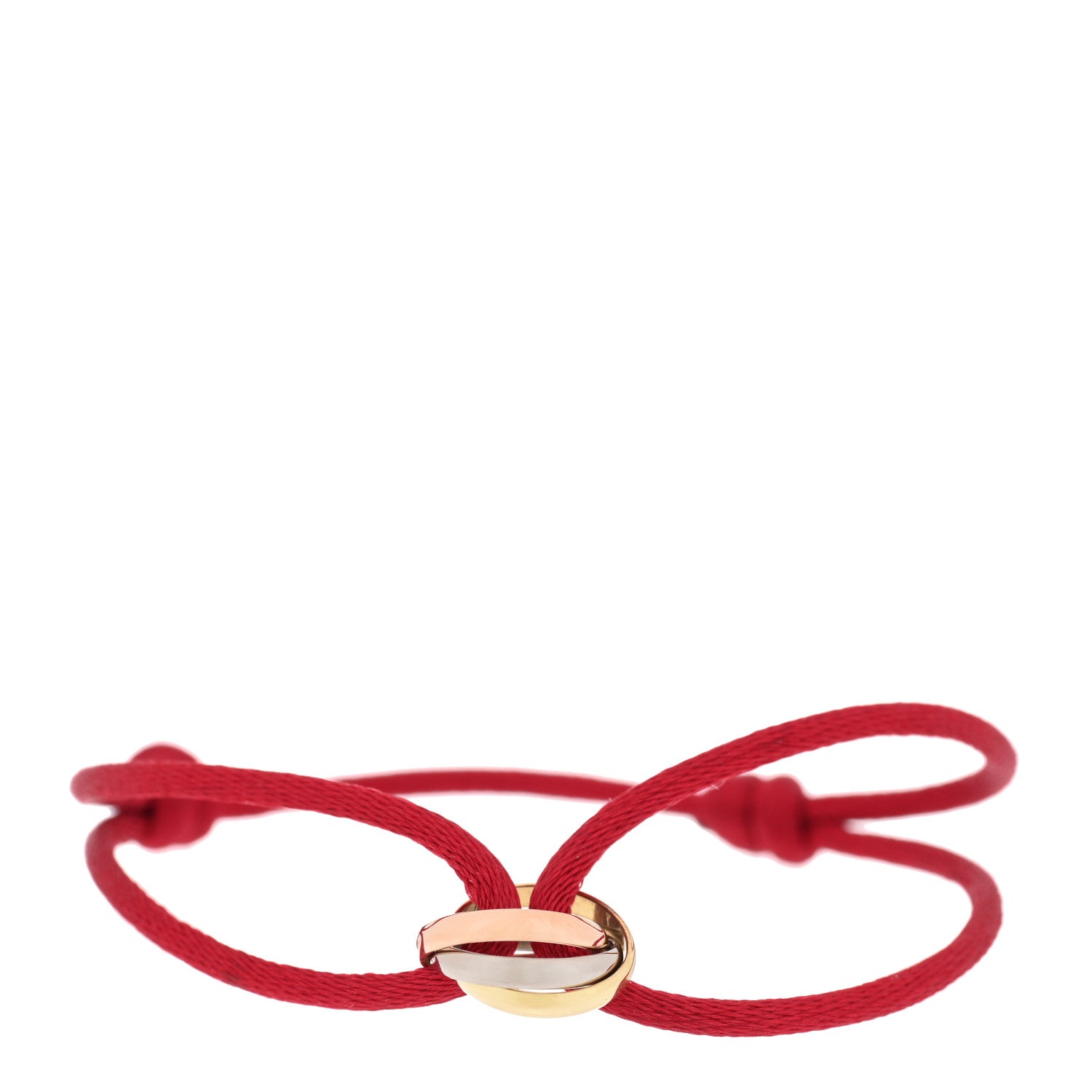 Cartier 18K Pink Yellow White Gold Trinity Cord Bracelet Red 1 of 4
