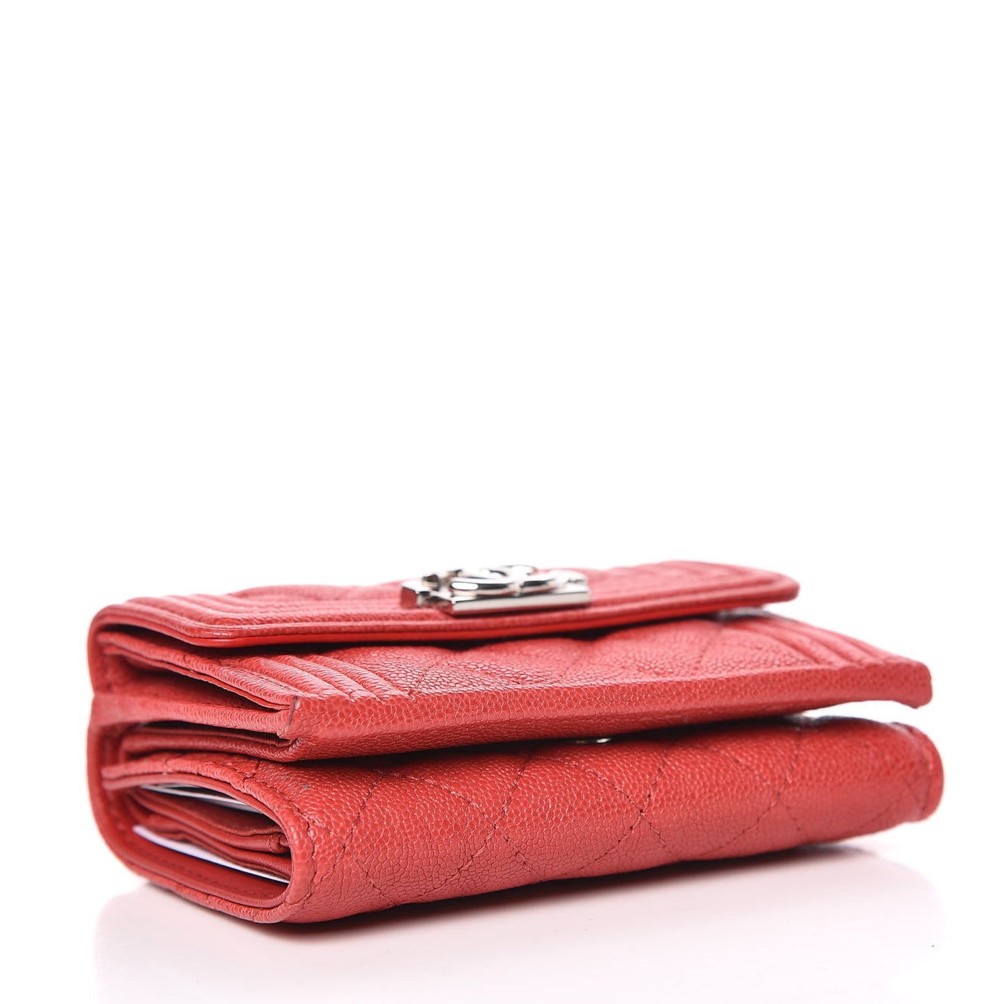 Caviar Quilted Small Boy Flap Wallet Red