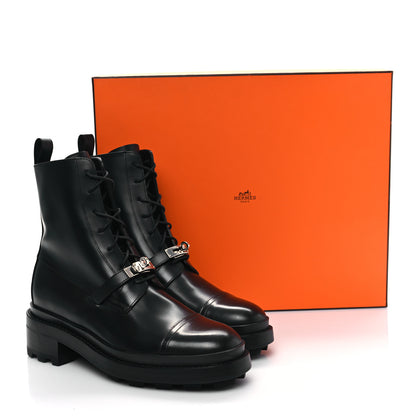 Hermes Glossed Calfskin Funk Ankle Boots 40 Black 9 of 9