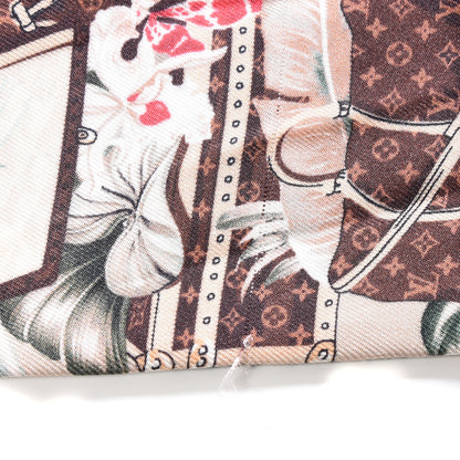 Louis Vuitton Silk Voyage Extraordinaire Bandeau Scarf Beige 2 of 4