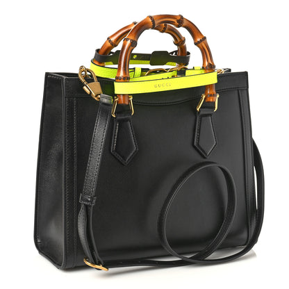 Gucci Calfskin Small Diana Tote Bag Black Yellow Fluo 3 of 9