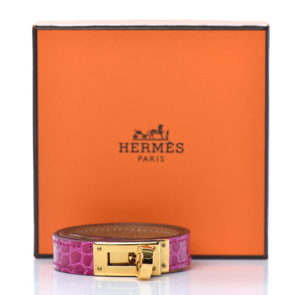 Hermes Shiny Alligator Kelly Double Tour Bracelet T1 Rose Pourpre 5 of 5