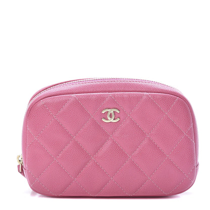 Chanel Caviar Quilted Small Curvy Pouch Cosmetic Case Pink 1 of 9
