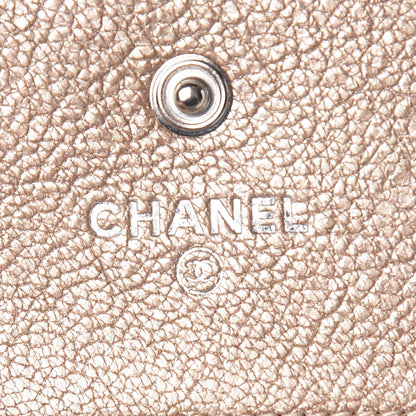 Chanel Metallic Calfskin Diamond Stitched Card Holder Wallet Gold Silver 8 of 19