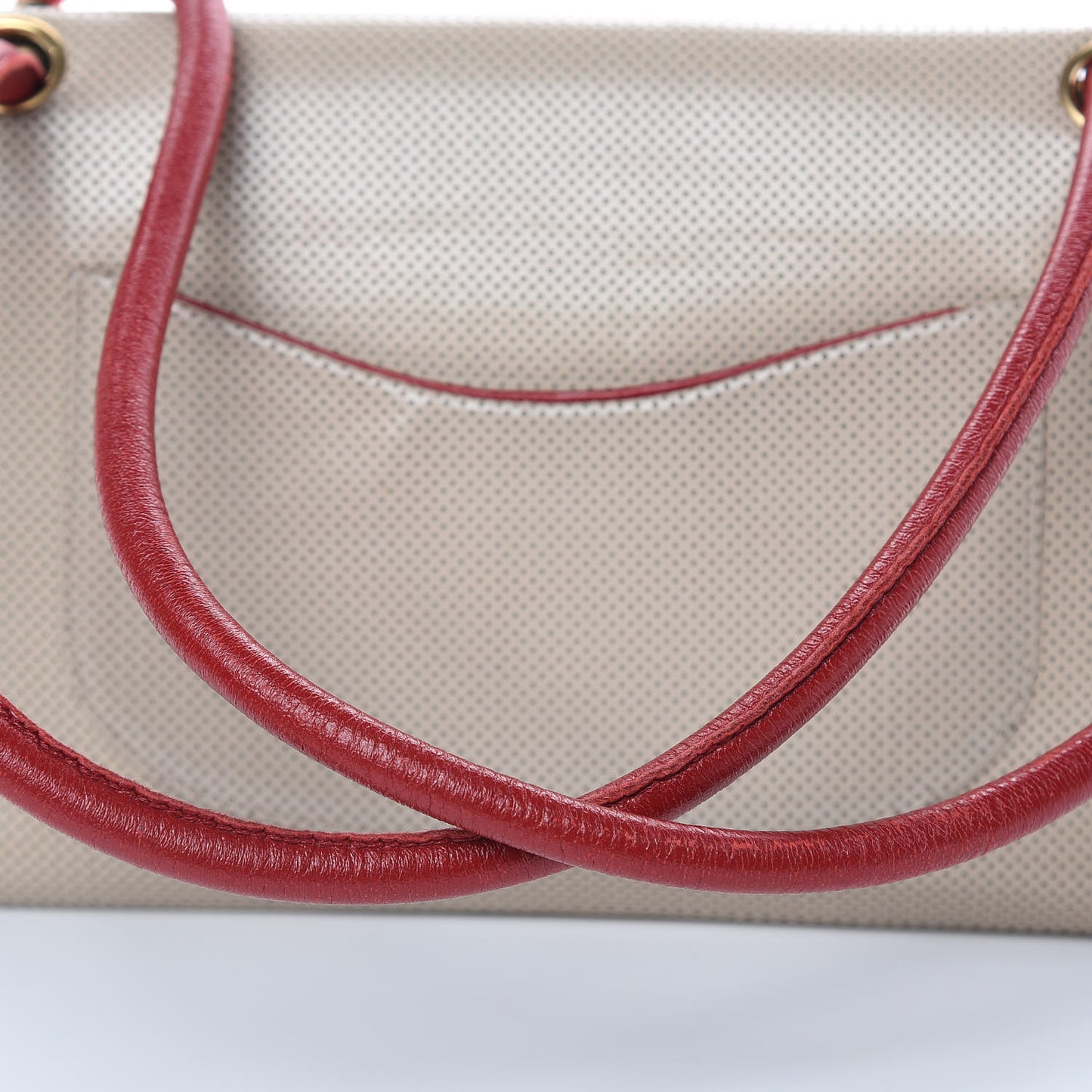 Lambskin Perforated Medium Single Flap Bag Red Beige
