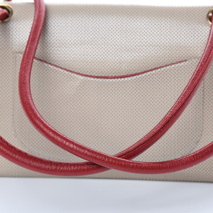 Chanel Lambskin Perforated Medium Single Flap Bag Red Beige 10 of 14