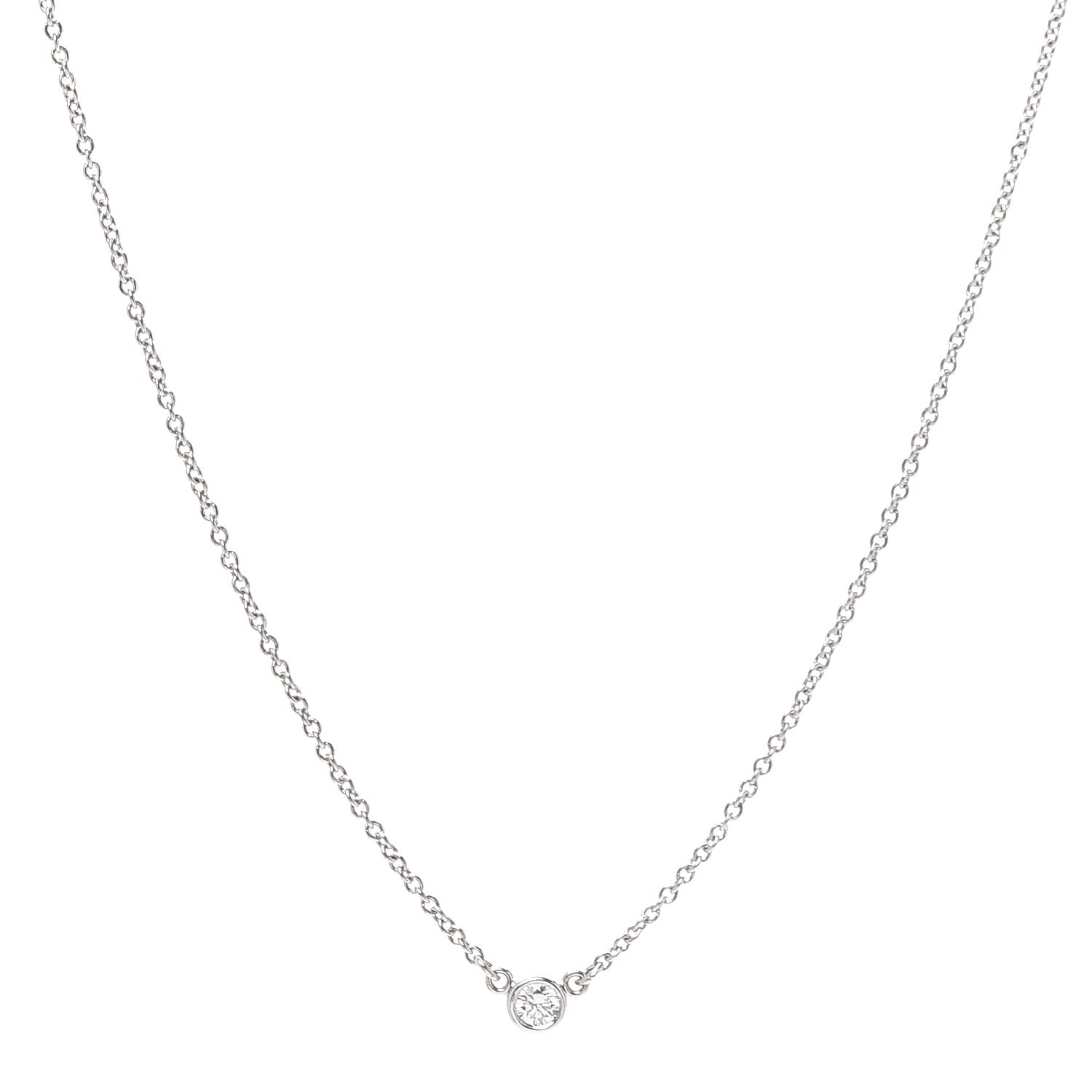 Tiffany Platinum Diamond .05ct Elsa Peretti Diamonds by the Yard Pendant Necklace 1 of 4