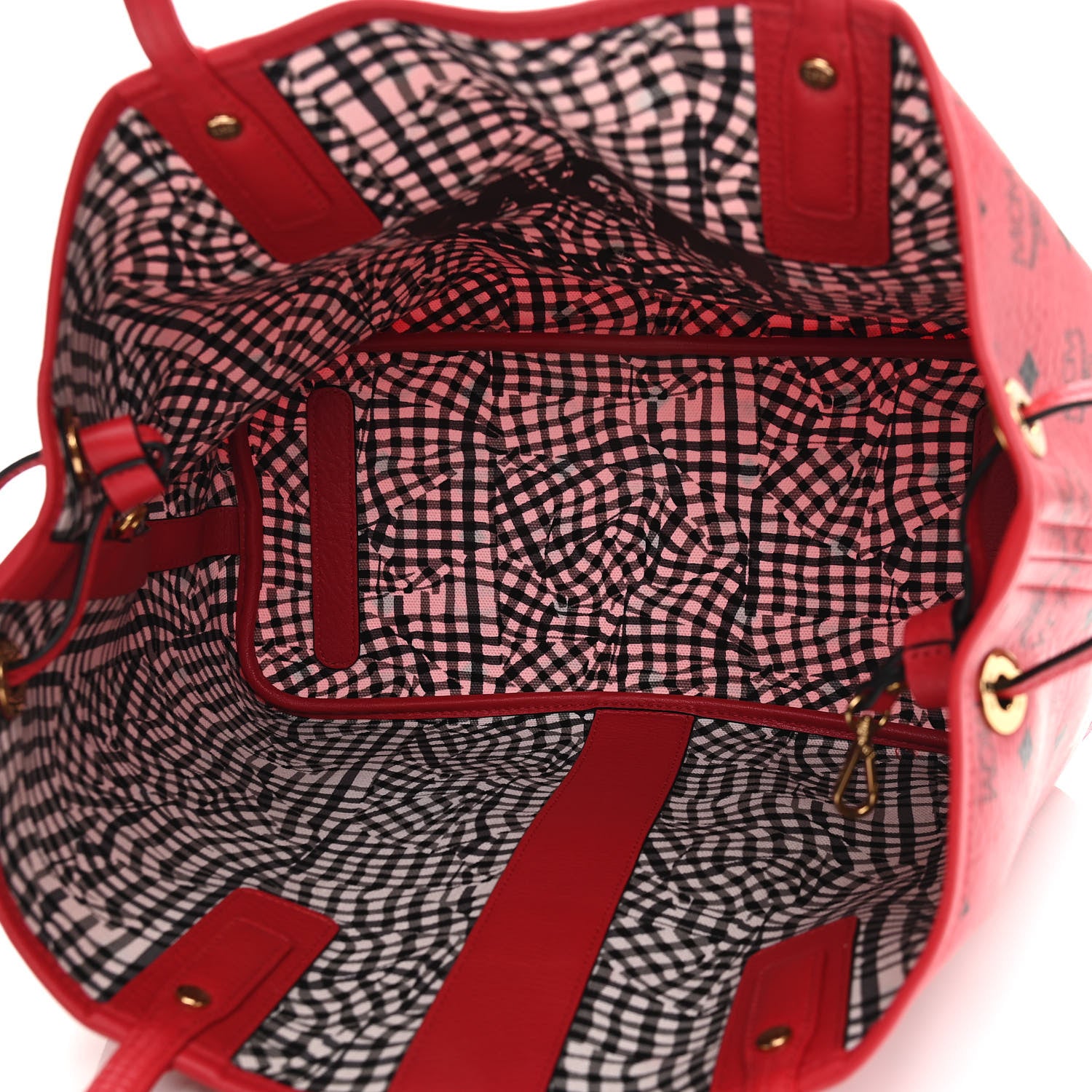 MCM Visetos Medium Liz Reversible Shopper Tote Ruby Red 9 of 16