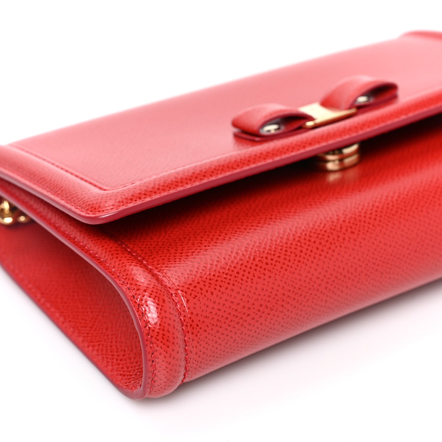 Salvatore Ferragamo Hammered Calfskin Vara Bow Minibag Red 7 of 8