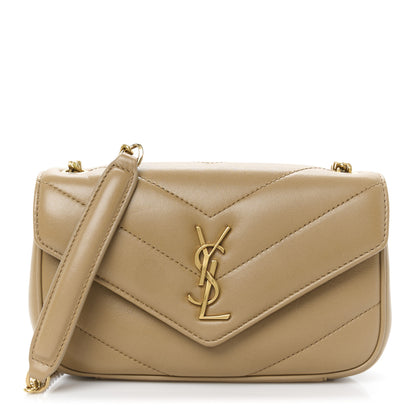 Saint Laurent Lambskin Chevron Quilted Mini Loulou Natural Tan 1 of 11