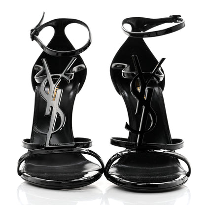 Saint Laurent Patent Cassandra 100 Ankle Strap Sandals 40 Black 2 of 8