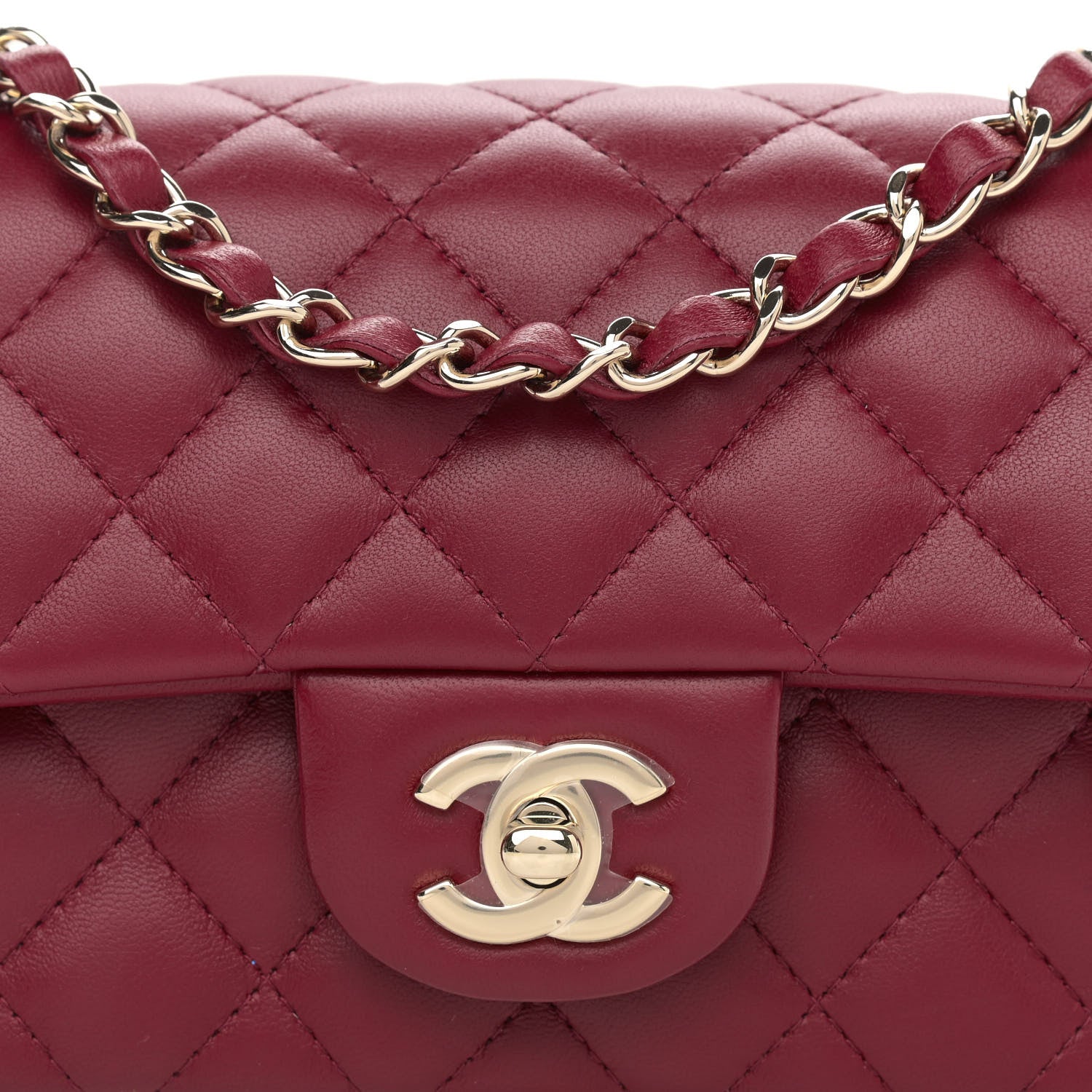 Chanel Lambskin Quilted Mini Rectangular Flap Burgundy 7 of 10