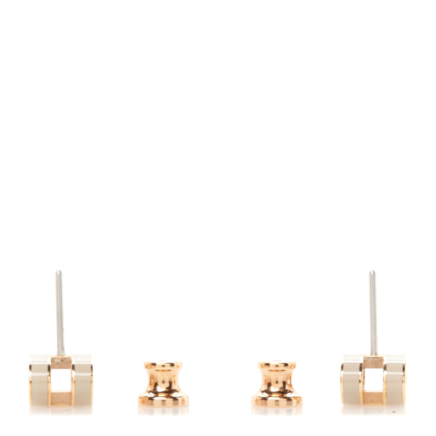 Hermes Rose Gold Lacquered Mini Pop H Earrings Marron Glace 3 of 5