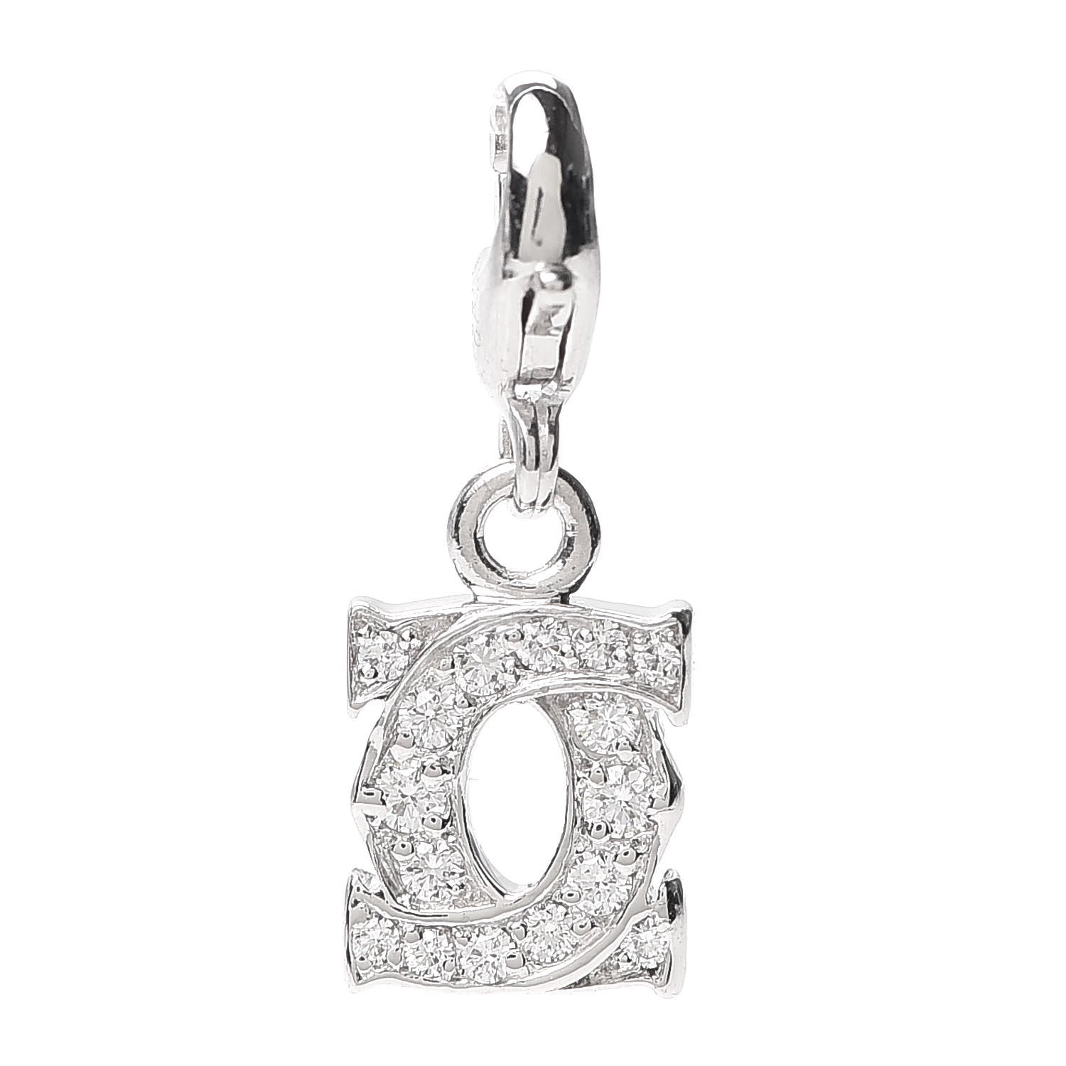 Cartier 18K White Gold Diamond Double C Logo Charm 1 of 3