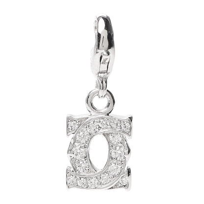 Cartier 18K White Gold Diamond Double C Logo Charm 1 of 3