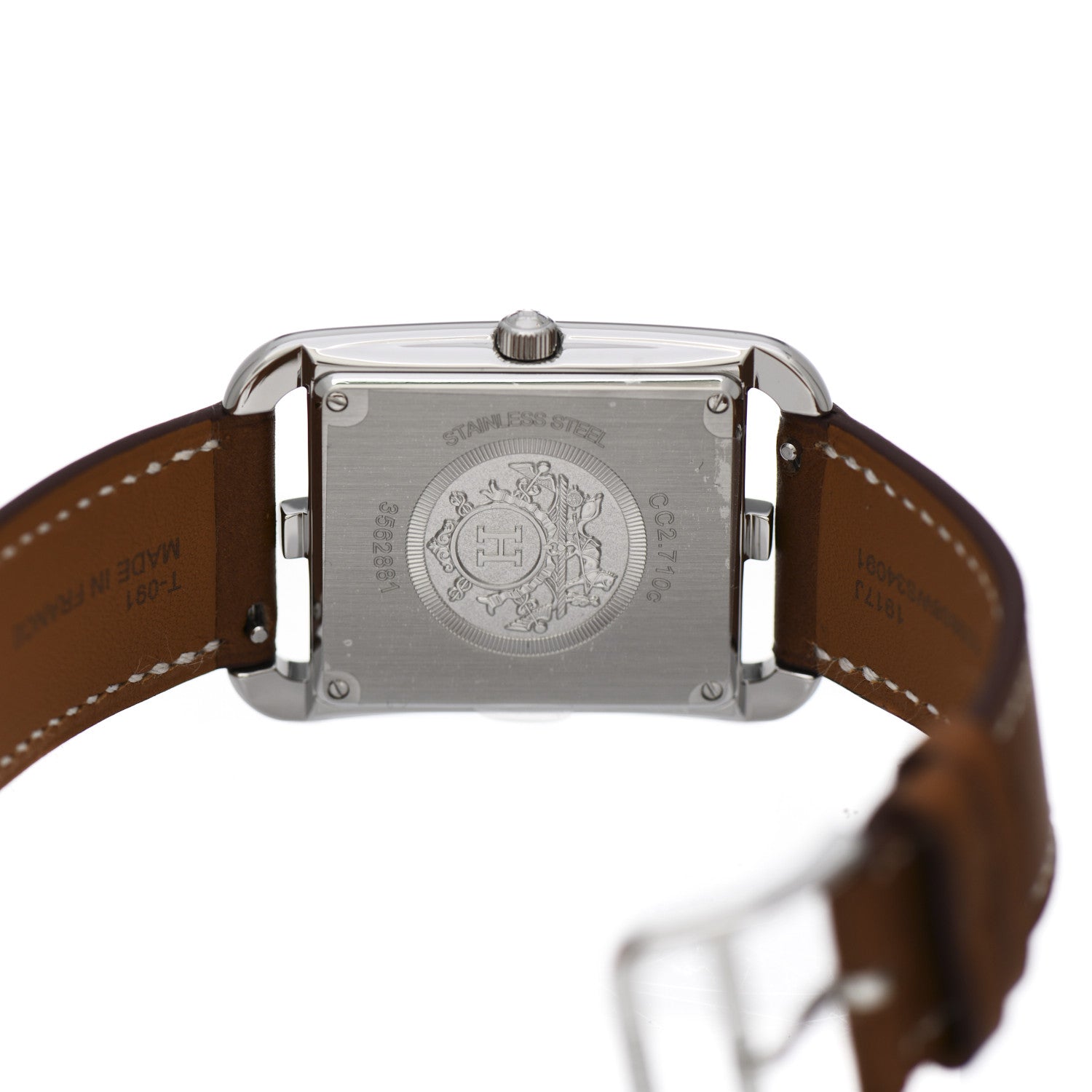 Hermes Stainless Steel Barenia Mother of Pearl 29mm Cape Cod Double Tour Quartz Watch Fauve 4 of 6