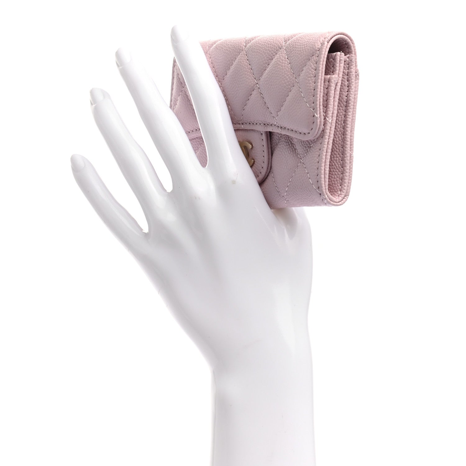 Chanel Caviar Quilted Flap Card Holder Wallet Light Pink 2 of 8