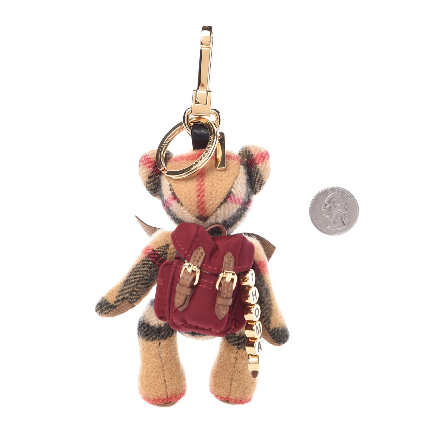 Cashmere Vintage Check Thomas Bear Bag Charm Antique Yellow