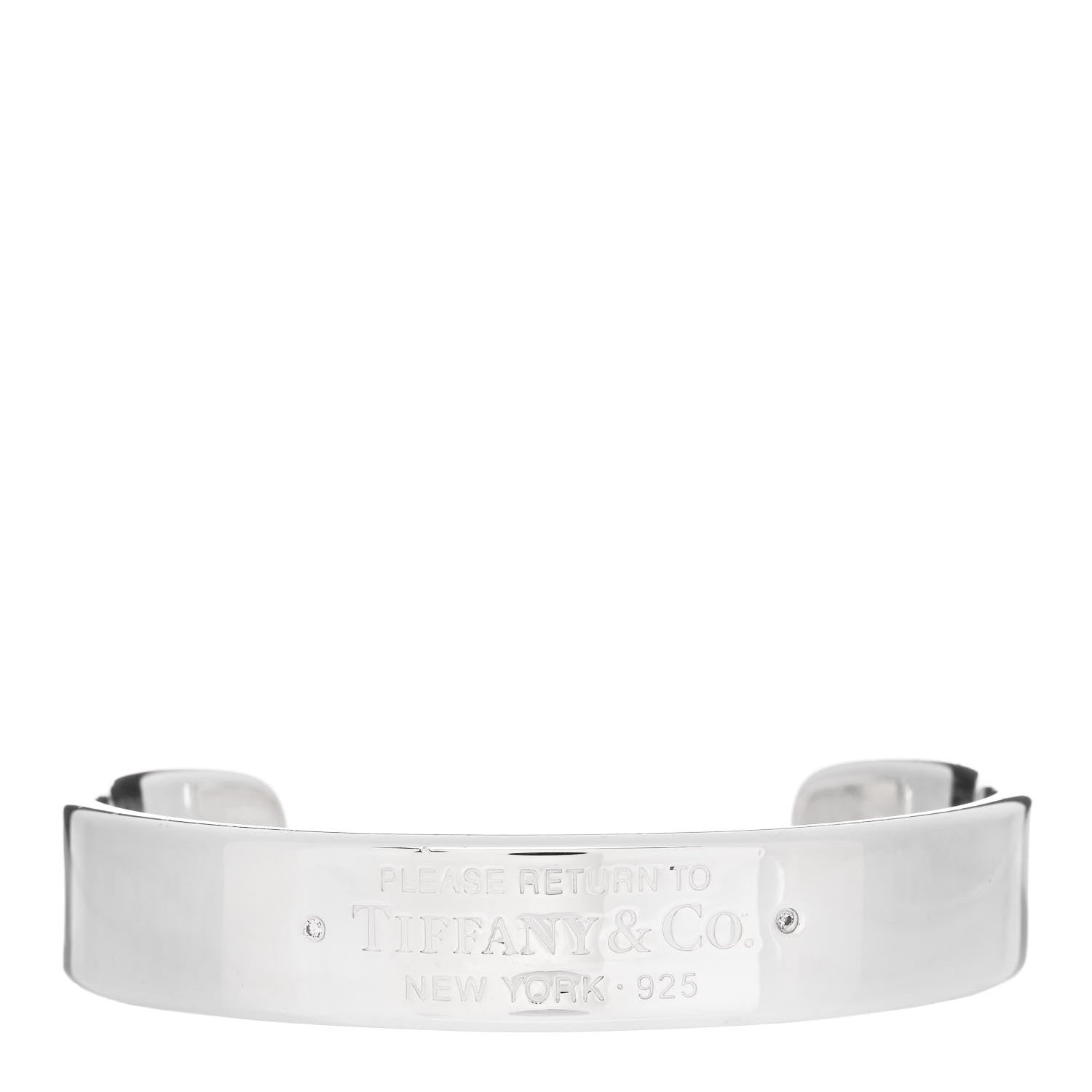 Tiffany Sterling Silver Diamond Return To Tiffany Narrow Cuff Bracelet 1 of 3