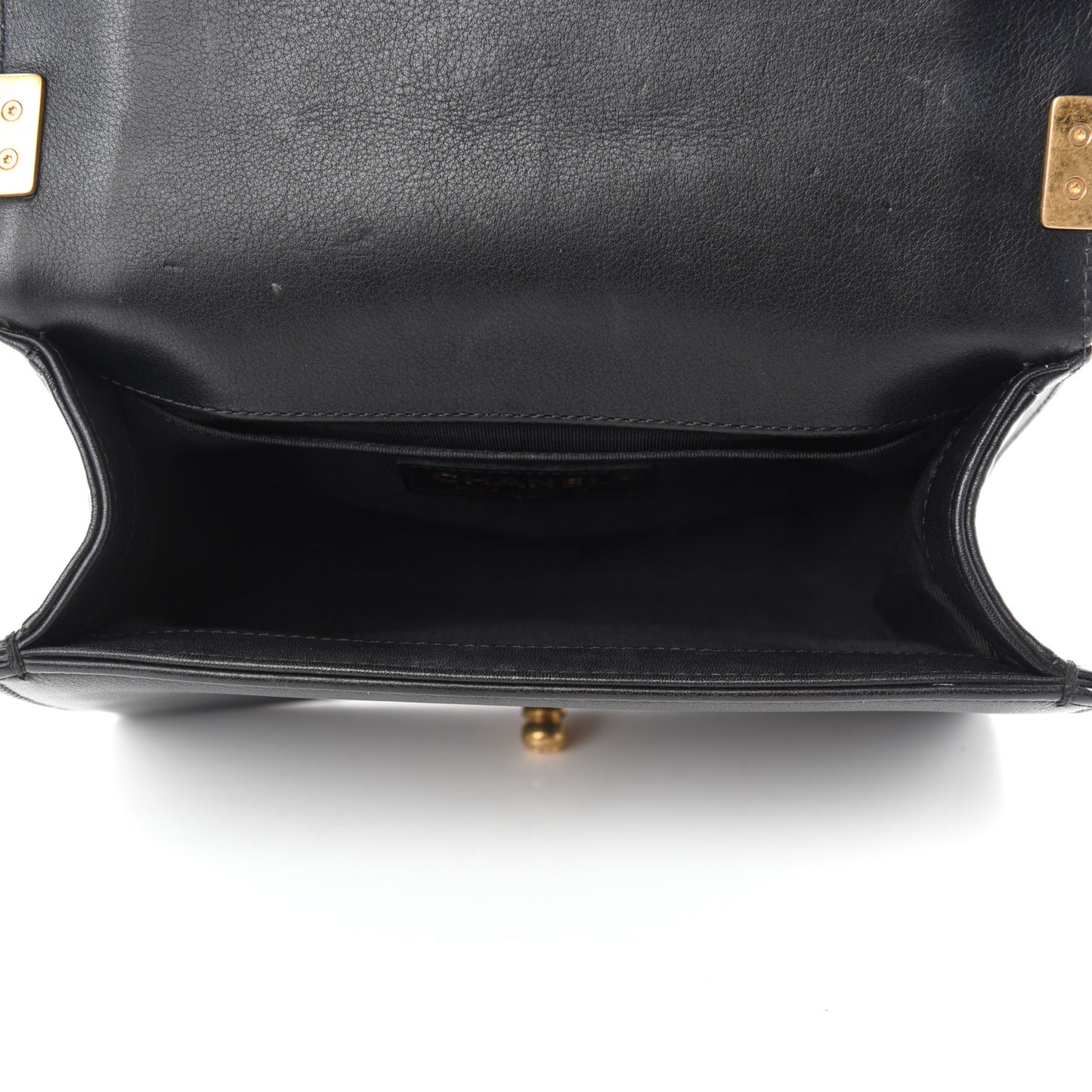Calfskin Quilted Small Boy Flap Black