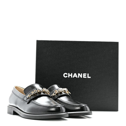 Chanel Calfskin Enamel Charms Mocassin Loafers 39 Black 11 of 11