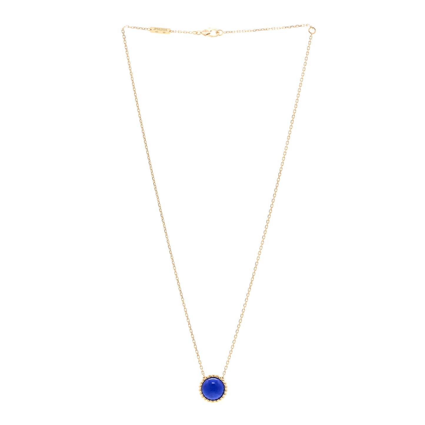 18K Yellow Gold Lapis Lazuli Perlee Couleurs Pendant Necklace