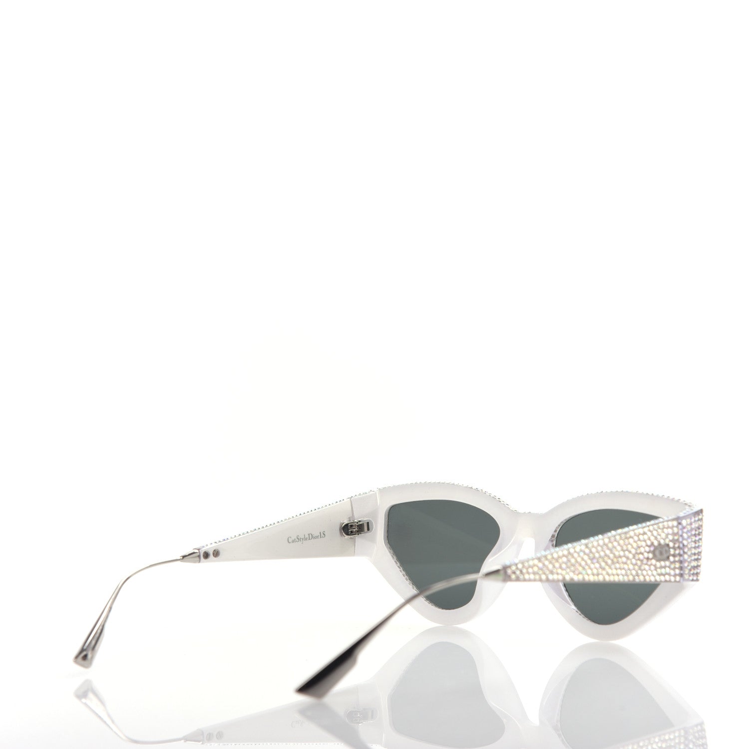Christian Dior Acetate Crystal CatStyleDior1S Sunglasses Silver 4 of 9