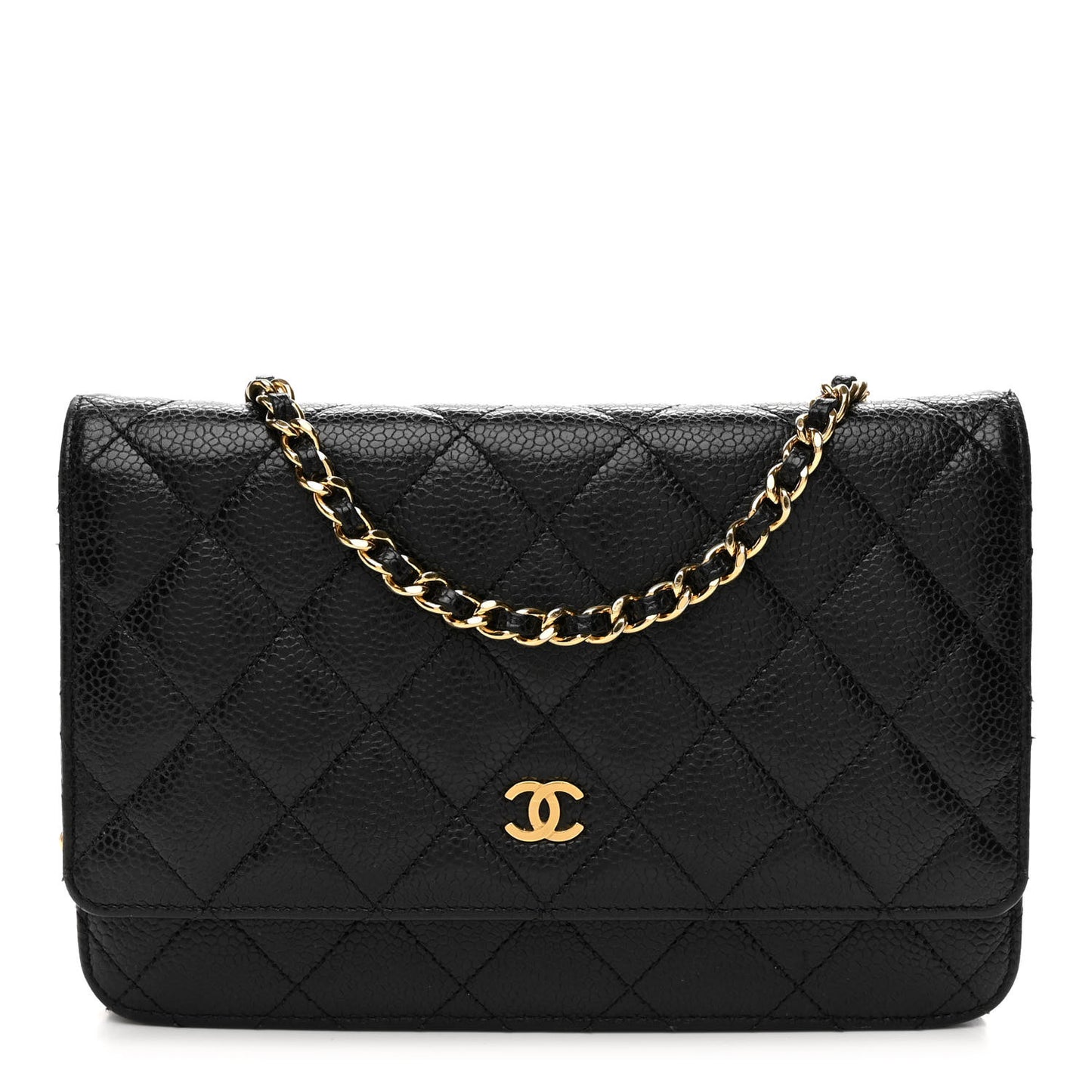 Caviar Quilted Wallet on Chain WOC Black