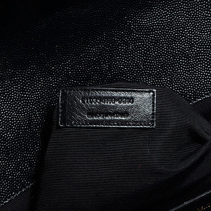 Saint Laurent Grain De Poudre Matelasse Chevron Large Monogram Satchel Black 7 of 8