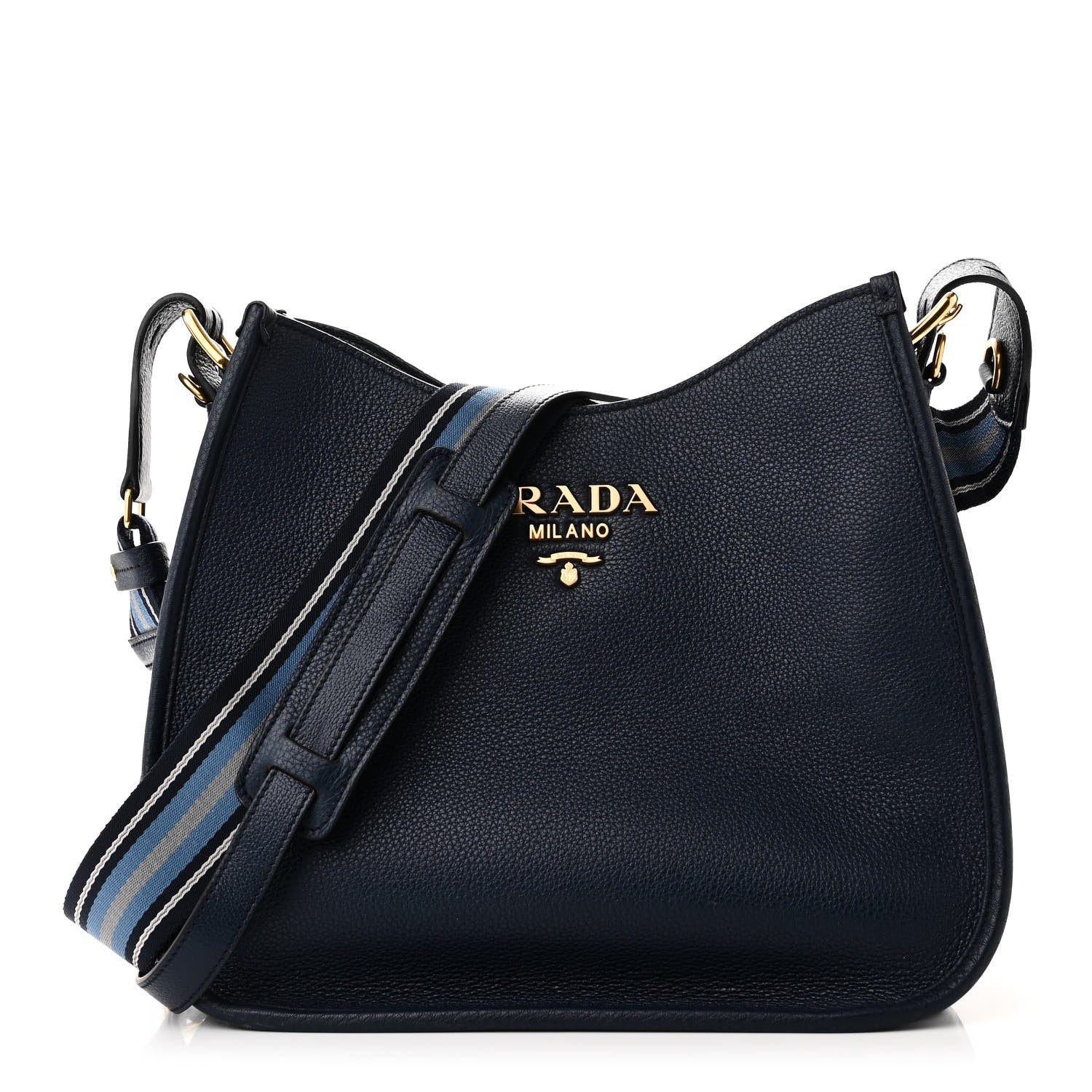 Prada Vitello Daino Hobo Messenger Bag Baltico 1 of 9