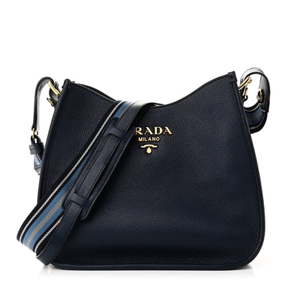 Prada Vitello Daino Hobo Messenger Bag Baltico 1 of 9