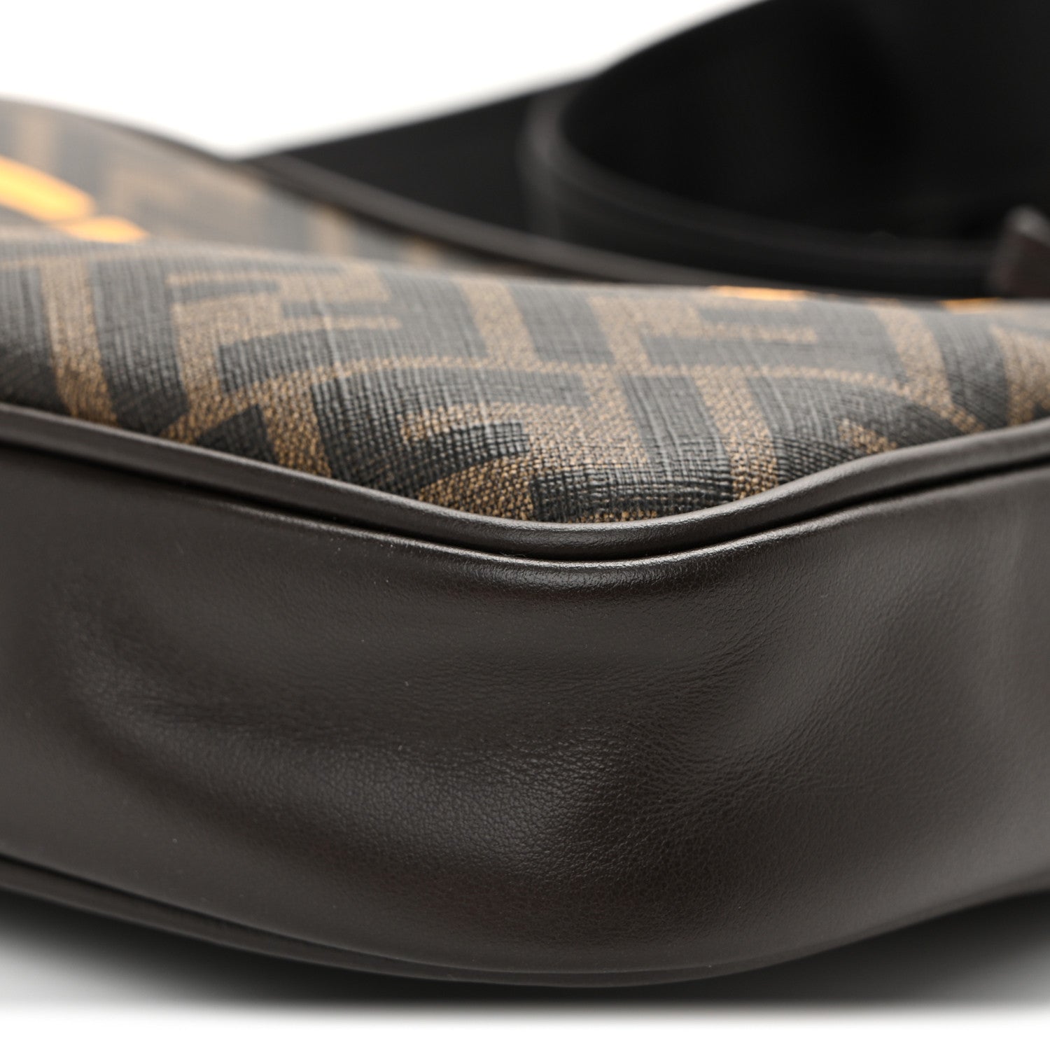Fendi Shiny Glazed Fabric Vitello Cover FF 1974 Logo Medium Camera Case Tobacco Moro Giallo Ebano 10 of 10