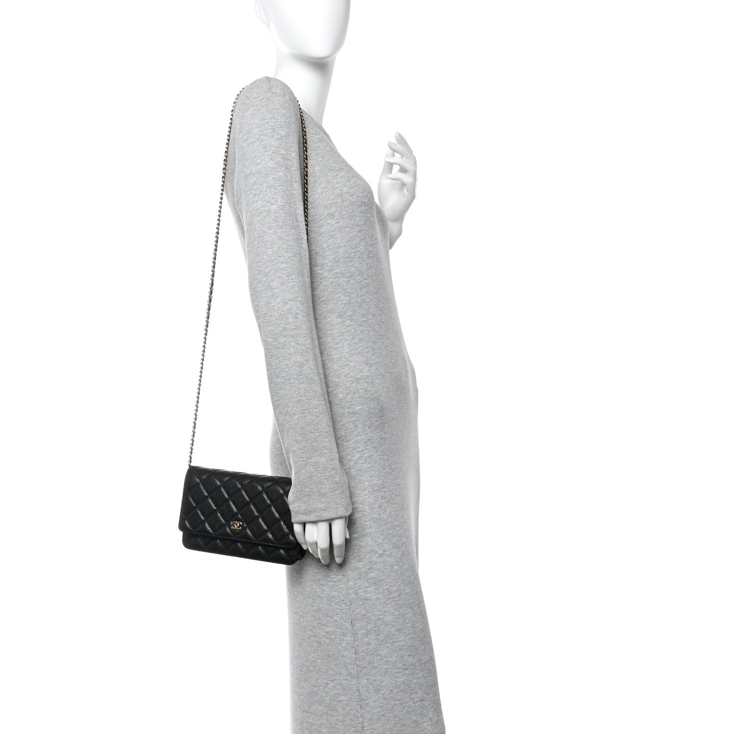Chanel Caviar Quilted Wallet on Chain WOC Black 2 of 12
