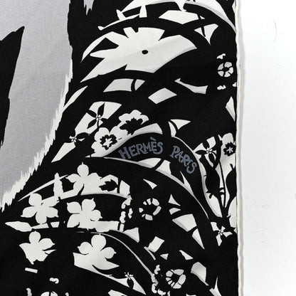Hermes Silk Tyger Tyger Scarf 90 Noir Blanc Gris 2 of 6