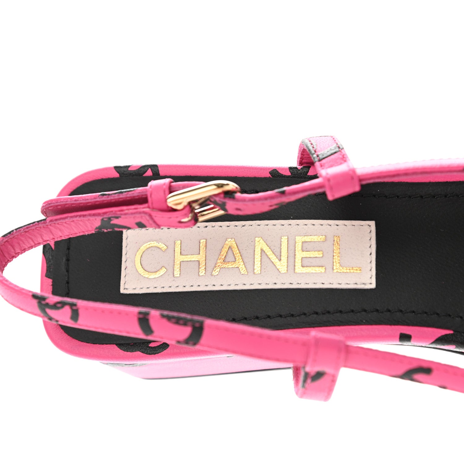 Chanel Printed Lambskin CC Slingback Sandals 38.5 Dark Pink 7 of 9