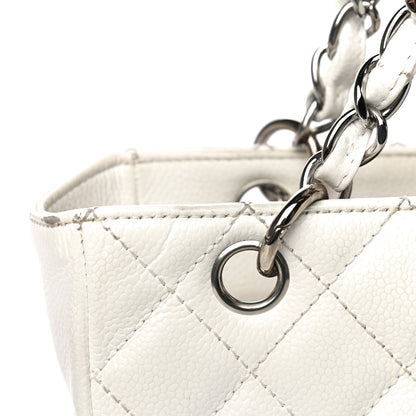 Chanel Caviar Quilted Petit Shopping Tote PST White 34 of 38