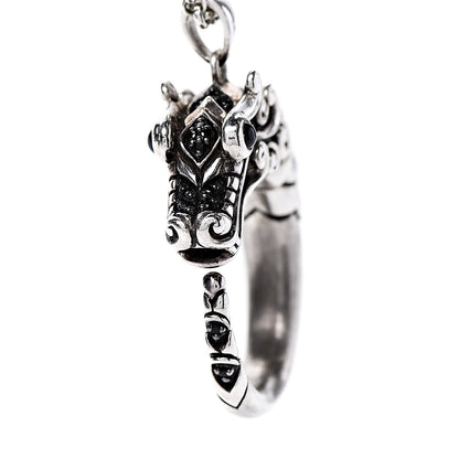 John Hardy Sterling Silver Black Blue Sapphire Naga Round Pendant Necklace 5 of 7