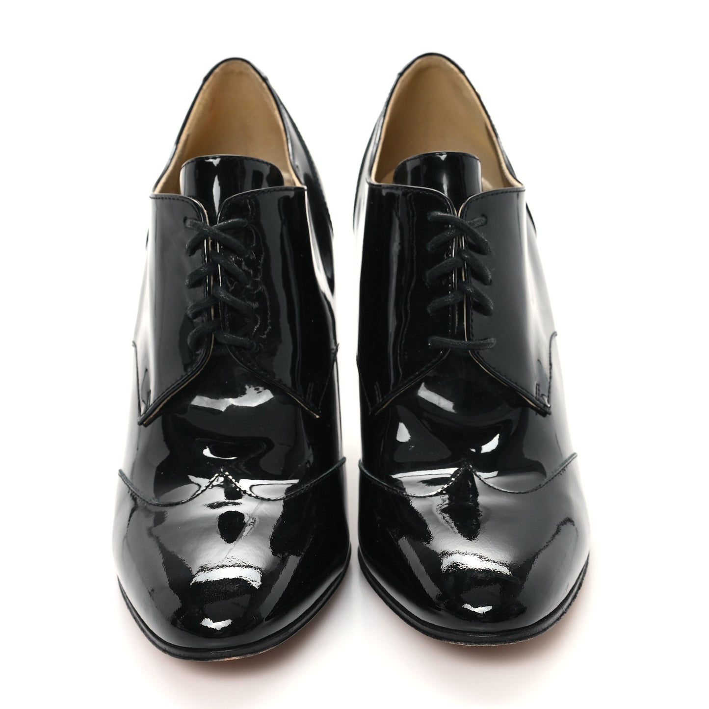 Patent Calfskin Oxford Lace Up Booties 39.5 Black
