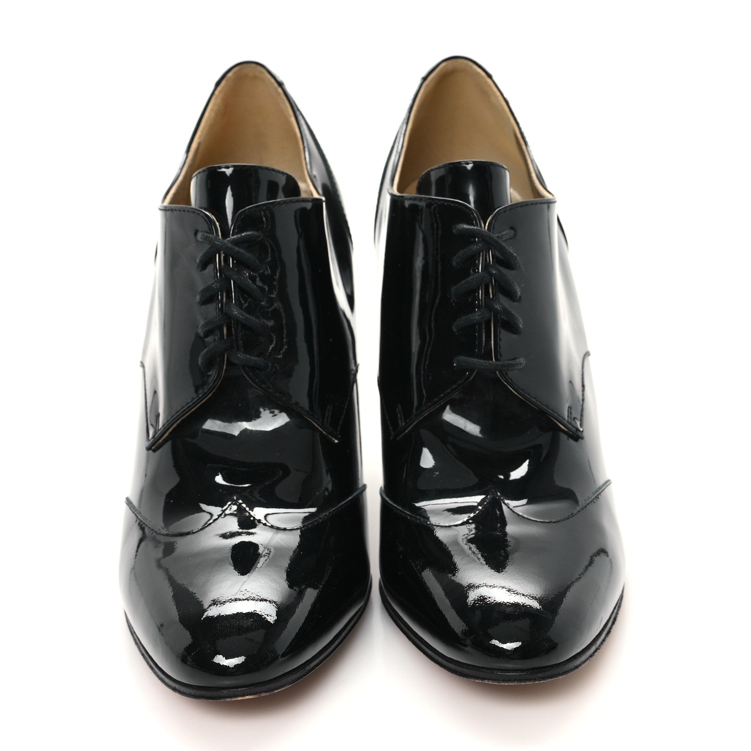 Chanel Patent Calfskin Oxford Lace Up Booties 39.5 Black 3 of 9