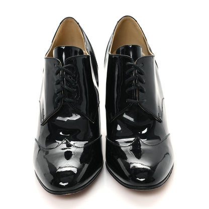 Chanel Patent Calfskin Oxford Lace Up Booties 39.5 Black 3 of 9