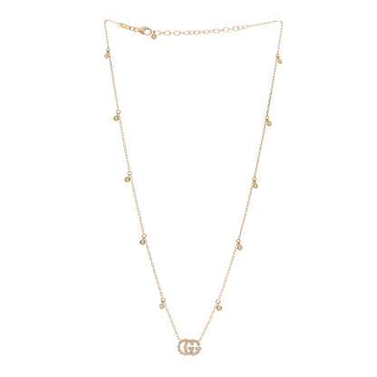 Gucci 18K Yellow Gold Diamond Running GG Pendant Necklace 3 of 5