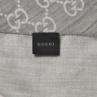 Gucci Wool Silk GG Monogram GGNat Scarf Lead 4 of 5