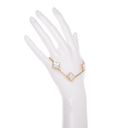 Van Cleef & Arpels 18K Yellow Gold Mother of Pearl 5 Motifs Vintage Alhambra Bracelet 2 of 6