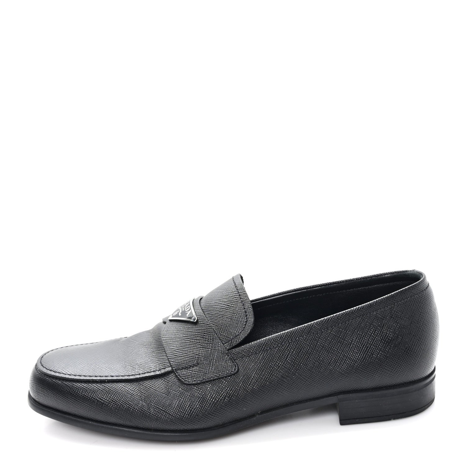 Prada Saffiano Mens Triangle Loafers 6 Black 1 of 9