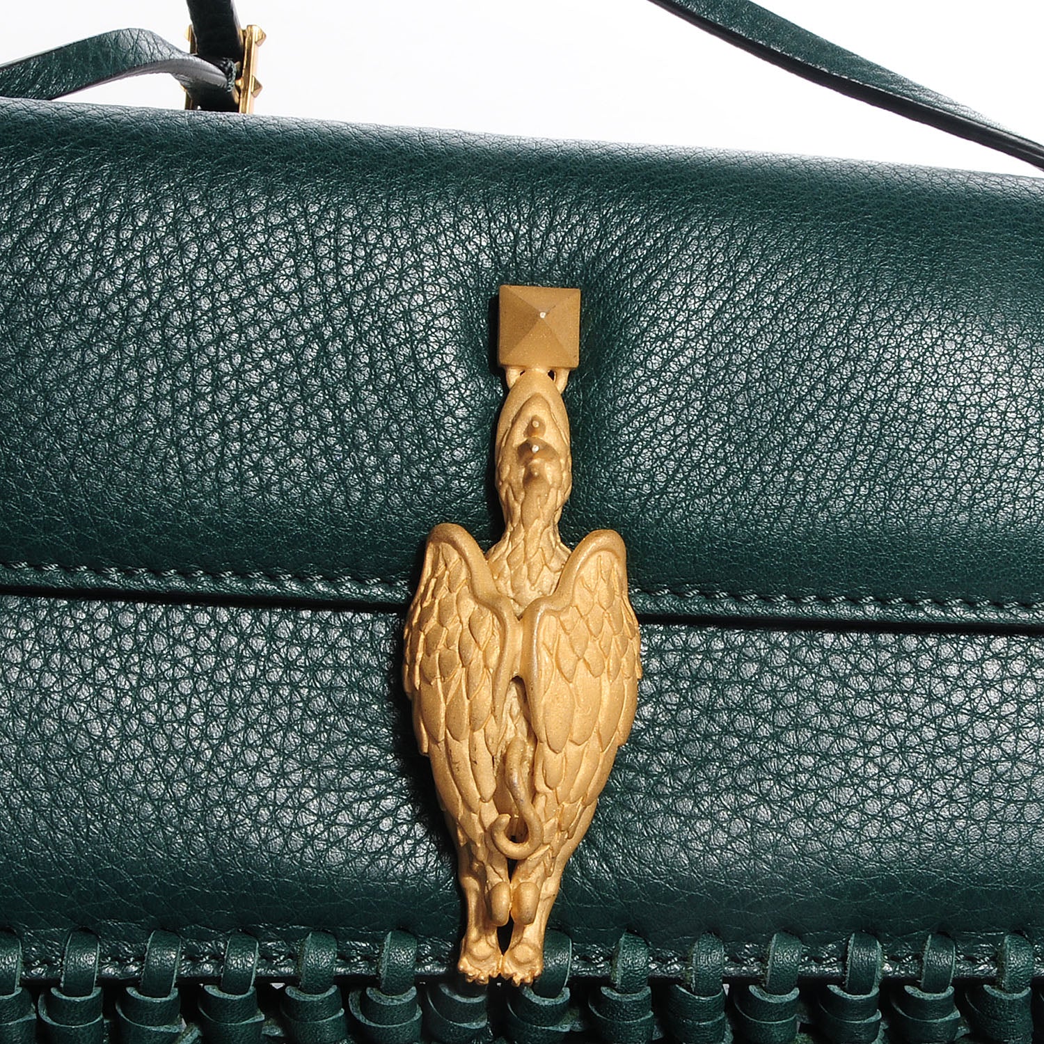 Valentino Garavani Grained Calfskin Mini C Rockee Scarab Fringe Shoulder Bag Light Emerald 5 of 9