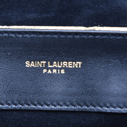 Saint Laurent Snake Embossed Lame Y Quilted Small Loulou Monogram Chain Satchel Oro 6 of 8